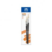 Milan 501 Pack de 3 Pinceles Planos - Formatos Surtidos - Color Negro