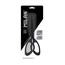 Milan Shadow Tijeras de Oficina de 20cm - Mango Ergonomico - Hoja de Acero Inoxidable - Color Negro