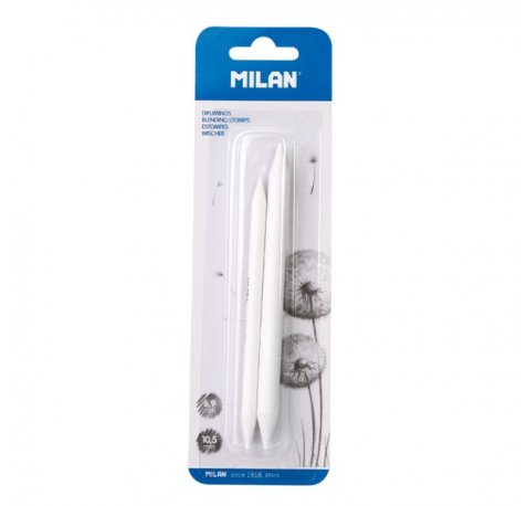 Milan Pack de 2 Difuminos - Diametro de 6.9 y 10.5mm - Recomendado para Bellas Artes - Color Blanco
