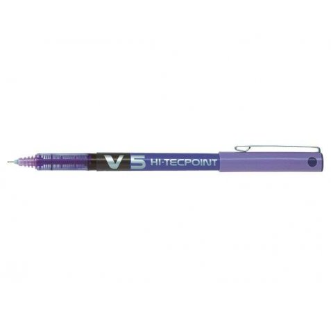 Pilot Boligrafo de tinta liquida V5 HI-Tecpoint Rollerball - Punta fina de aguja 0.5mm - Trazo 0.3mm - Color Violeta (12 uds)