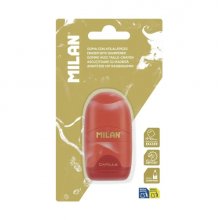 Milan Lava Capsule Afilaborra - Sacapuntas y Goma de Borrar - Cuchilla de Acero de Seguridad - Colores Surtidos Aleatorios