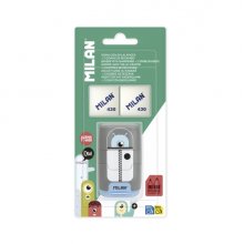 Milan Compact Aliens Afilaborra - 2 Gomas de Recambio - Cuchilla de Acero de Seguridad - Doble Agujero para Normal y Maxi - Colores Surtidos