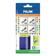Milan Collection Pack de Sacapuntas + 4 Gomas 430 - Colores Surtidos