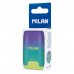 Milan Compact Sunset Afilaborra con 2 Gomas de Borrar - Sacapuntas Doble - Cuchilla de Seguridad - Color Turquesa