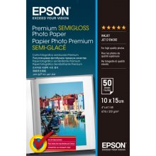 Epson Premium Semiglossy Photo Pack de 50 Hojas de Papel Fotografico - 10x15cm - Gramaje de 251g/m2 - Acabado Semibrillante - Compatible con Impresoras Inkjet - Color Blanco