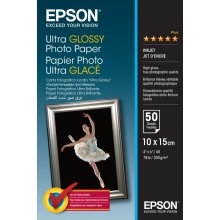 Epson Ultra Glossy Photo Pack de 50 Hojas de Papel Fotografico - 10x15cm - Gramaje de 300g/m2 - Acabado Brillante - Compatible con Impresoras Inkjet - Color Blanco