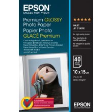 Epson Premium Glossy Photo Pack de 40 Hojas de Papel Fotografico - 10x15cm - Gramaje de 255g/m2 - Acabado Brillante - Compatible con Impresoras Inkjet - Color Blanco