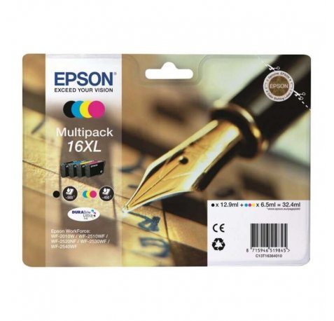 Epson T1636 Pack de 4 Cartuchos de Tinta Originales - C13T16364012
