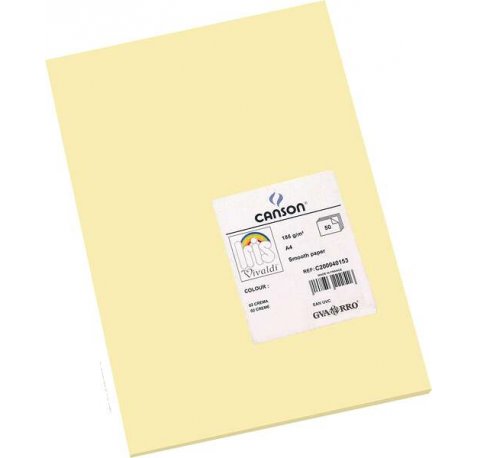 Canson Guarro Pack de 50 Cartulinas Iris A4 de 185g - 21x29.7cm - Color Crema