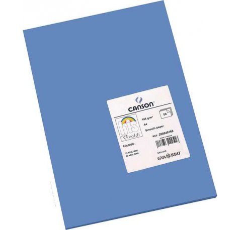 Canson Guarro Pack de 50 Cartulinas Iris A4 de 185g - 21x29.7cm - Color Azul Mar