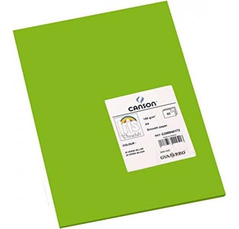 Canson Guarro Pack de 50 Cartulinas Iris A4 de 185g - 21x29.7cm - Color Verde Billar