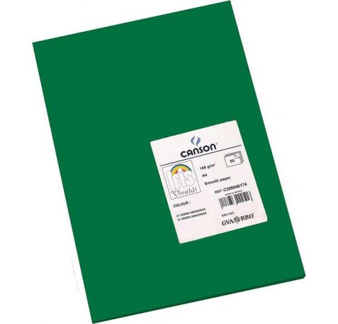 Canson Guarro Pack de 50 Cartulinas Iris A4 de 185g - 21x29.7cm - Color Verde Amazonas