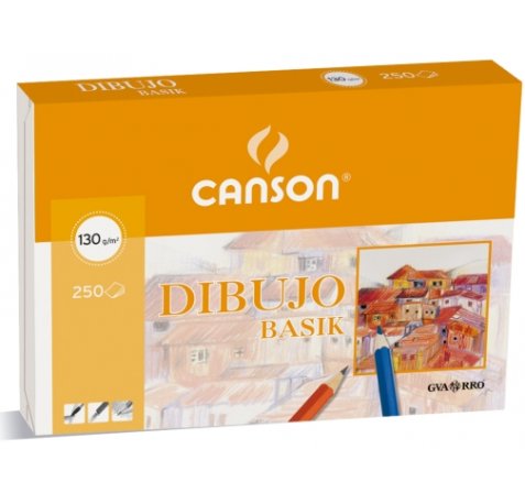Canson Basik Pack con 250 Hojas de Dibujo A4 21x29.7cm - 130 g/mÂ² - Color Blanco
