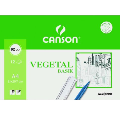 Canson Vegetal Basik Minipack de 12 Hojas A4 - 21x29.7cm - 95g - Color Transparente