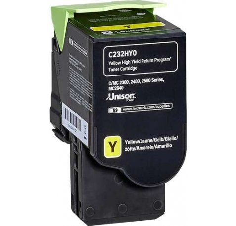 Lexmark C2325 / C2425 / C2535 / MC2325 / MC2425 / MC2535 / MC2640 Amarillo Cartucho de Toner Original - C232HY0