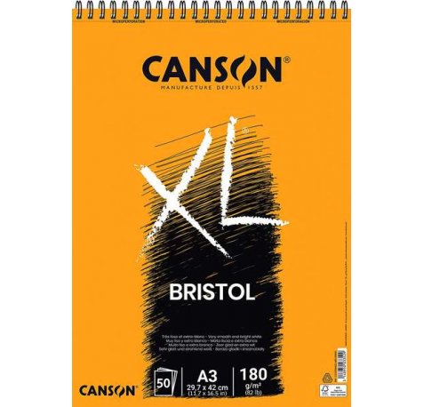 Canson Album Espiral XL Bristol Extraliso de 50 Hojas - 29.7x21 - 180gr - Color Blanco