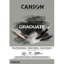 Canson Graduate Mix Media Bloc Encolado de 30 Hojas A3 - 220g - Grano Fino - Color Gris