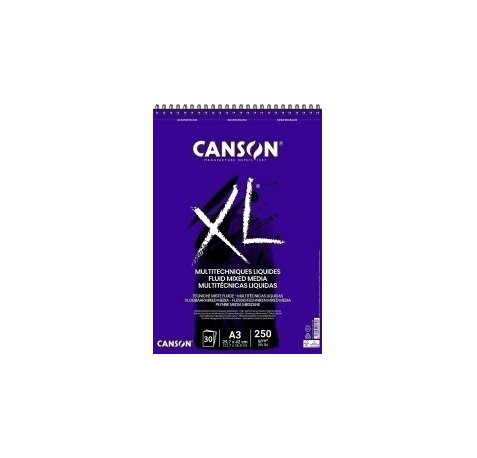 Canson XL Mix Media Fluido Album Espiral de 30 Hojas A3 - 250g - Grano Fino - Color Blanco