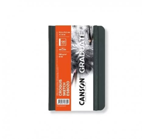 Canson Graduate Sketch Cuaderno con 60 Hojas - 10.2x15.2cm - 120g - Grano Fino - Tapa Dura - Color Blanco
