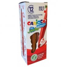 Carioca Jumbo Rotulador - Cuerpo Octogonal Maxi - Tinta Superlavable - Punta Maxi 6mm Bloqueada con Tapa Ventilada - Color Marrón (12 uds)