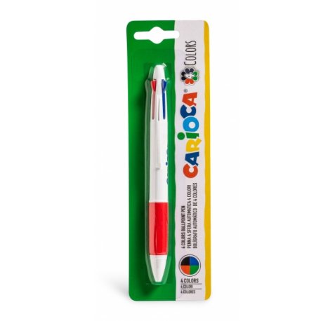 Carioca Boligrafo de 4 Colores - Boligrafo con Punta de Esfera Automatico - 4 Colores en un Solo Boligrafo - Punta Ø 1mm - Color Varios