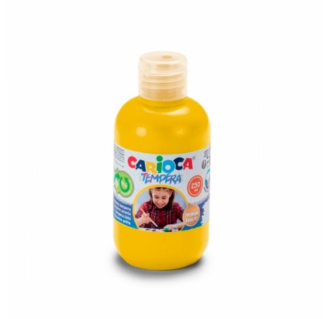 Carioca Botella Tempera 250ml - Colores Superlavables - Faciles de Mezclar - Aplicable en Materiales Porosos - Alta Opacidad - Color Amarillo