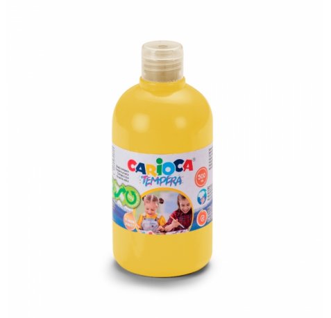 Carioca Botella Tempera 500ml - Colores Superlavables - Faciles de Mezclar - Aplicable en Materiales Porosos - Alta Opacidad - Color Amarillo