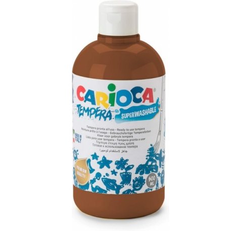 Carioca Botella Tempera 500ml - Colores Superlavables - Faciles de Mezclar - Aplicable en Materiales Porosos - Alta Opacidad - Color Marron