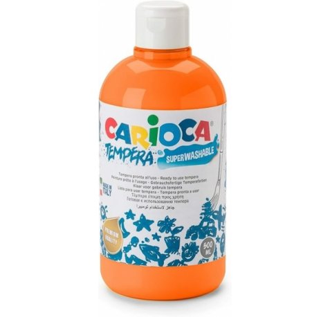 Carioca Botella Tempera 500ml - Colores Superlavables - Faciles de Mezclar - Aplicable en Materiales Porosos - Alta Opacidad - Color Naranja