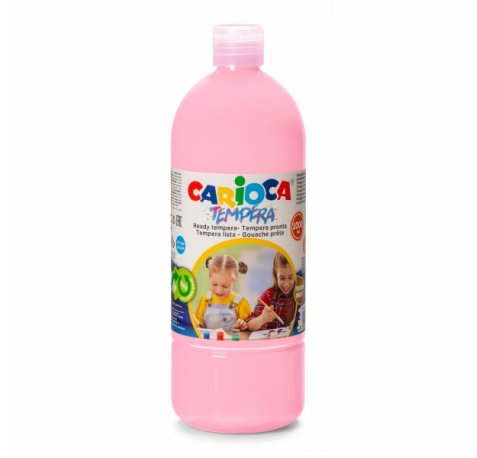 Carioca Botella Tempera 1000ml - Colores Superlavables - Faciles de Mezclar - Aplicable en Materiales Porosos - Alta Opacidad - Color Rosa