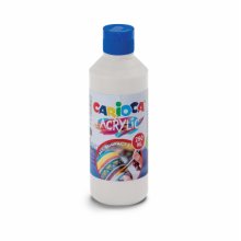 Carioca Botella de 250ml de Tempera Acrilica - Colores Brillantes y Resistentes a la Luz - Efecto Tridimensional - Apto para Todas las Superficies - Color Blanco