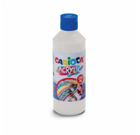Carioca Botella de 250ml de Tempera Acrilica - Colores Brillantes y Resistentes a la Luz - Efecto Tridimensional - Apto para Todas las Superficies - Color Blanco
