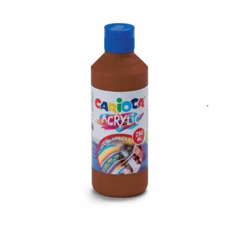 Carioca Botella de 250ml de Tempera Acrilica - Colores Brillantes - Resistente a la Luz - Efecto Tridimensional - Apto para Todas las Superficies - Color Marrón