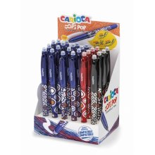 Carioca Oops Expositor de 24 Boligrafos Borrables - Termo Sensible - Empuñadura Texturizada - Punta de Ø 0.7mm - Doble Goma - Recambios Compatibles - Color Varios