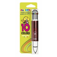 Carioca Boligrafo de 10 Colores Fluo - Boligrafo con Punta de Esfera Automatico - 10 Colores en un Solo Boligrafo - Punta Ø 1mm - Color Varios