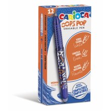 Carioca Oops Boligrafos Borrables - Termo Sensible - Empuñadura Texturizada - Punta de Ø 0.7mm - Doble Goma - Recambios Compatibles - Color Azul (12 uds)
