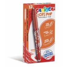 Carioca Oops Boligrafos Borrables - Tinta Termo Sensible - Empuñadura Texturizada - Punta de 0.7mm - Doble Goma - Recambios Compatibles - Color Rojo (12 uds)