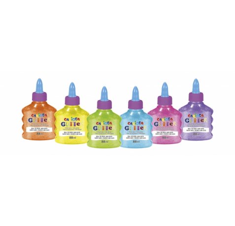 Carioca Glitter Glue Pack de 12 Botellas de 88ml - Tapa con Dispensador - Decoracion con Efecto Glitter - Aplicacion Directa - Secado en 30 Minutos - sin Disolventes - Color Varios