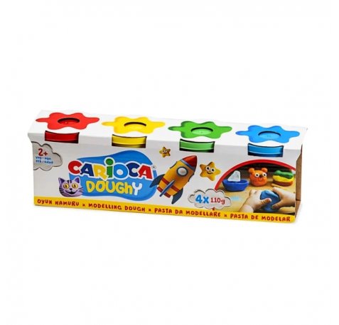Carioca Doughy Pack con 4 Botes de Pasta de Modelar 110gr - Blanda y Flexible - Facil de Amasar y Moldear - Ideal para Iniciacion al Modelaje - Colores Surtidos
