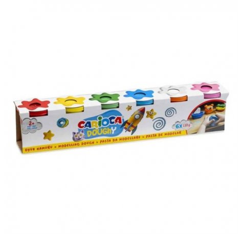 Carioca Doughy Pack con 6 Botes de Pasta de Modelar 110gr - Blanda y Flexible - Facil de Amasar y Moldear - Ideal para Iniciacion al Modelaje - Colores Surtidos