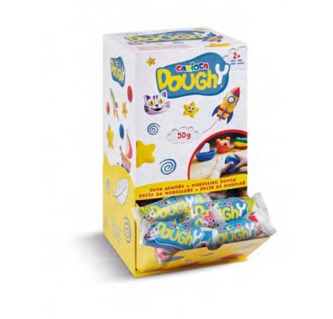 Carioca Doughy Expositor con 48 Paquetes de Pasta de Modelar 50gr - Blanda y Flexible - Facil de Amasar y Moldear - Ideal para Iniciacion al Modelaje - Colores Surtidos