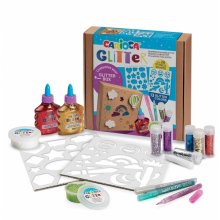 Carioca Glitter Creator Pack de 13 Productos Glitter y 26 Plantillas - 2 Botellitas de Glitter Glue - 2 Botes de Pasta de Modelar Elastica Glitter Clay - 3 Rotuladores Glitter - 6 Purpurinas Glitter Dust - Color Varios