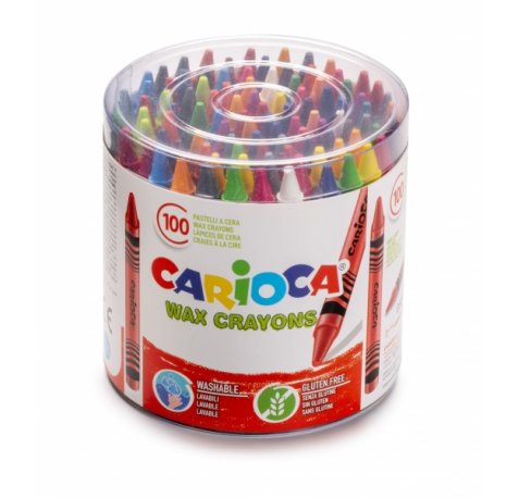 Carioca Pack de 100 Ceras Pastel - Colores Brillantes - Lavables - Cuerpo de Ø 8mm - Color Varios