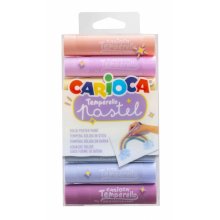 Carioca Temperello Pack de 8 Temperas Solidas - Colores Pastel - Lavables - Gran Cobertura - Faciles de Mezclar - sin Disolventes - Acabado Satinado - Secado Rapido - Color Varios