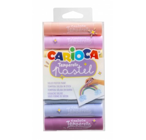 Carioca Temperello Pack de 8 Temperas Solidas - Colores Pastel - Lavables - Gran Cobertura - Faciles de Mezclar - sin Disolventes - Acabado Satinado - Secado Rapido - Color Varios