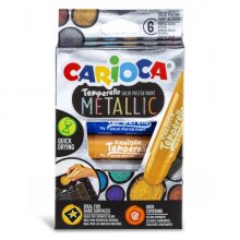 Carioca Temperello Metallic Pack de 8 Temperas Solidas - Gran Cobertura - Faciles de Mezclar - Sin Disolventes y Lavables - Secado Rapido - Colores Metalicos Surtidos