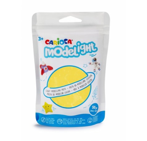 Carioca Modelight Pack de Pasta de Moldear Super Ligera - Elastica y Maleable - Se Seca al Aire - No Ensucia las Manos - Colores Brillantes y Mezclables - Color Amarillo