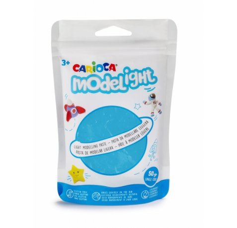 Carioca Modelight Pack de Pasta de Moldear Super Ligera - Elastica y Maleable - Se Seca al Aire - No Ensucia las Manos - Reutilizable con Agua - Color Azul