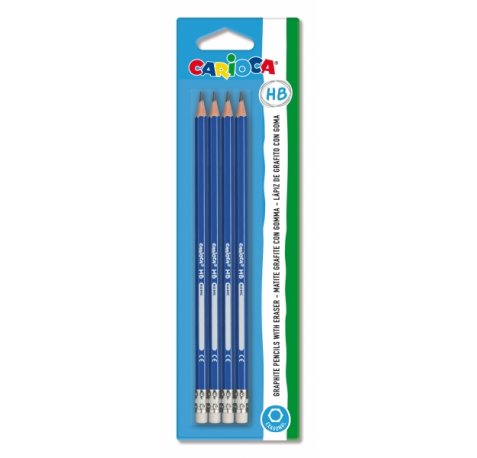 Carioca Tita Pack de 4 Lapices de Grafito HB - Facil de Borrar y Sacar Punta - Cuerpo Triangular - Mina Resistente a las Caidas - Color Gris