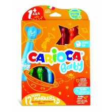 Carioca Baby Teddy Pack de 12 Rotuladores - Super Seguros - Forma Ergonomica - Tinta Superlavable - Dermatologicamente Testados - Color Varios
